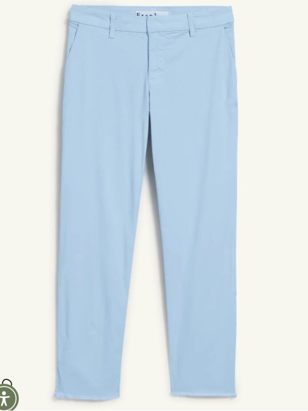 Frank & Eileen Wicklow Italian Light Blue Cropped Chino Pants size 4 Raw Hem